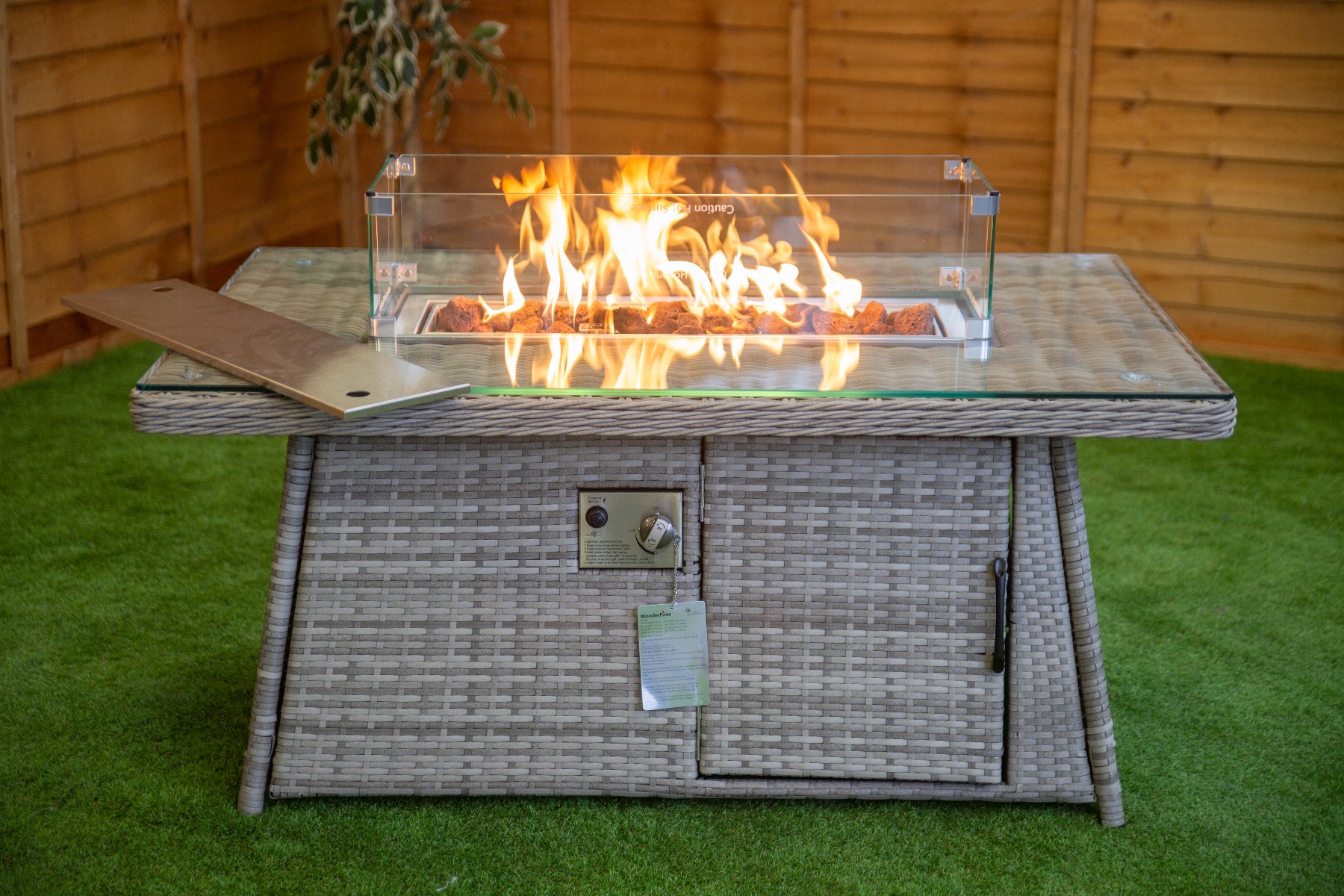 Champagne Rectangle Fire Pit Coffee Table