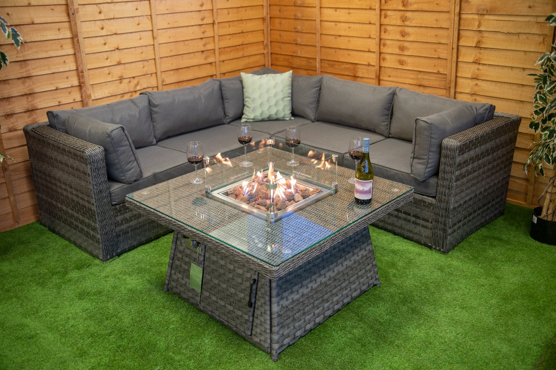 Serena Chelsea Modular Corner Set With Fire Pit Coffee Table