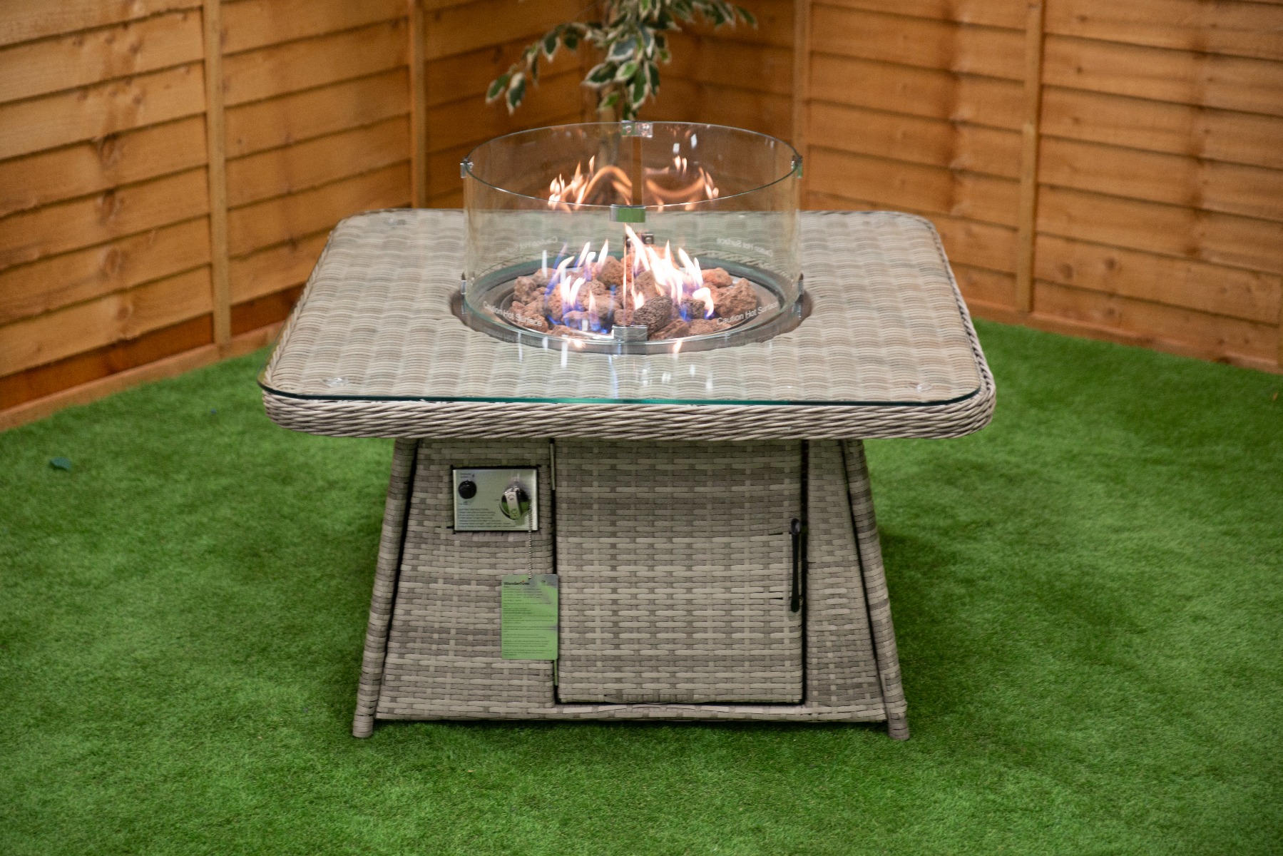 Champagne Square Fire Pit Coffee Table with Rounded Corners