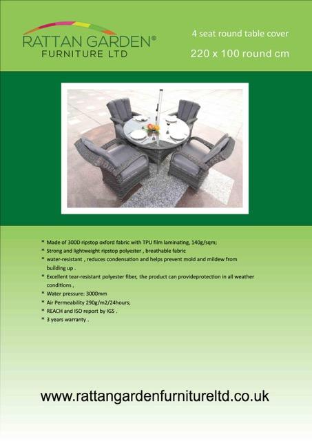 Deluxe Rain Cover for 4 Seat Round Rattan Dining Set