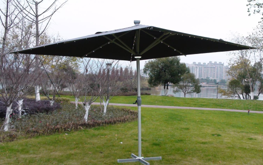 The Ultra 4m x 4m Square LED Fully Remote Parasol in Grey