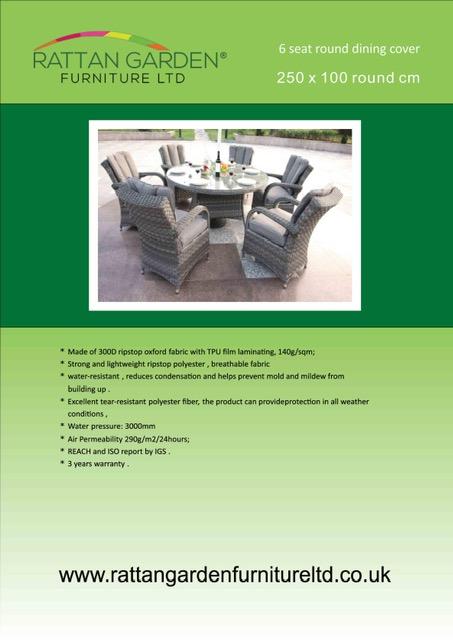 Deluxe Rain Cover for 6 Seat Round Rattan Dining Set