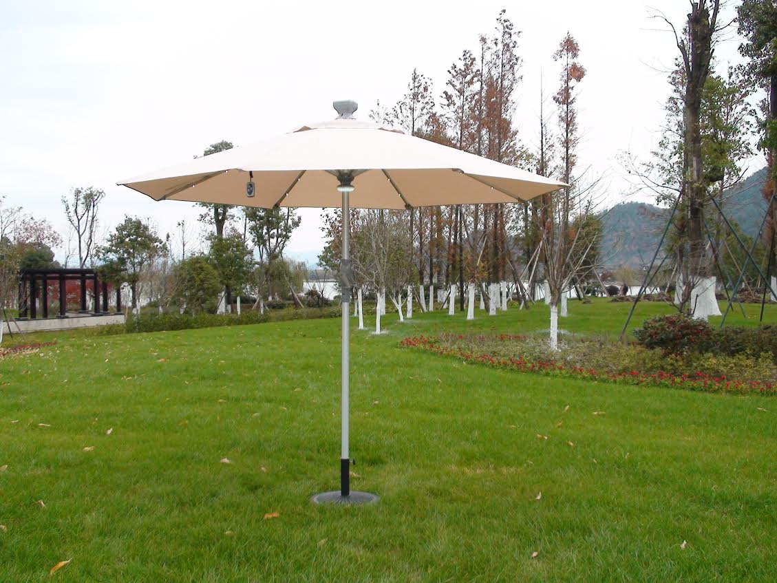 LED 3m Round Remote Controlled Parasol in Cream