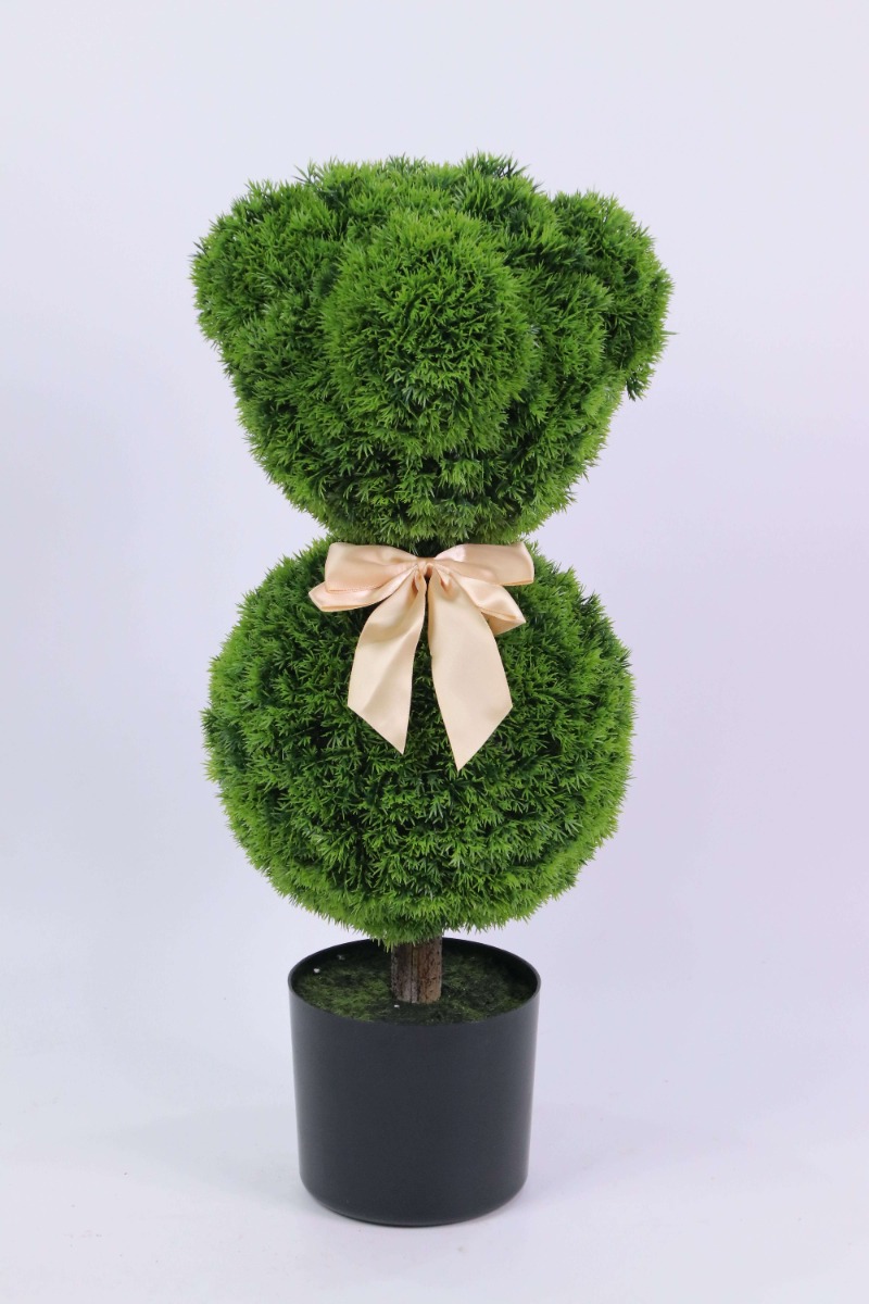 Artificial Bear Tree Topiary in Pot with Decorative Bow