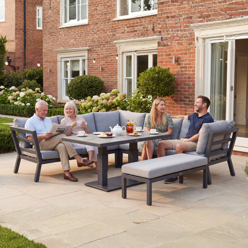 Breeze Aluminium Corner Rising Table Sofa Set