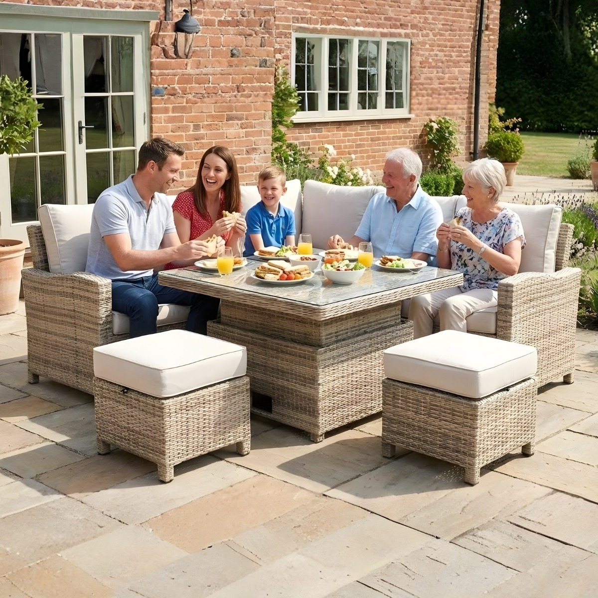 BOX DAMAGED - Champagne Ciara Rising Table Rattan Corner Set