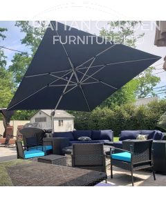 Deluxe 3m Square Cantilever Parasol in Grey with Base