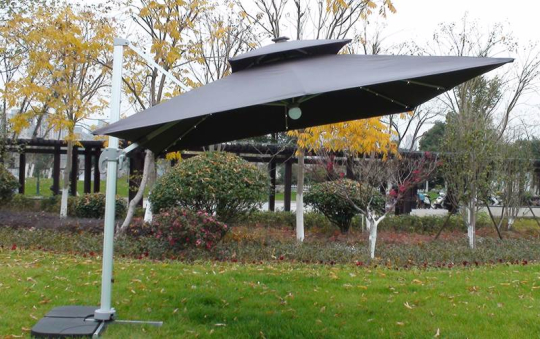 Deluxe 3m Square LED Cantilever Parasol in Grey