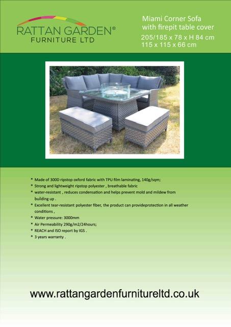 Deluxe Rain Cover for Miami Corner Set and Fire Pit Table