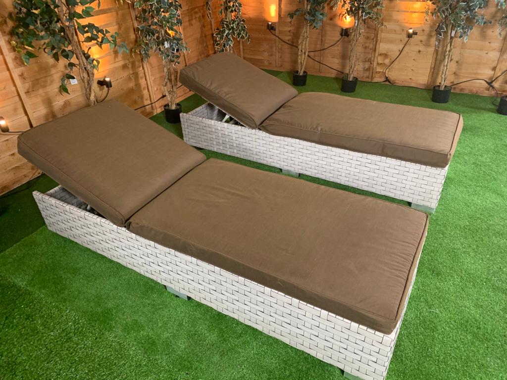 Pair Of Deluxe Rattan Loungers