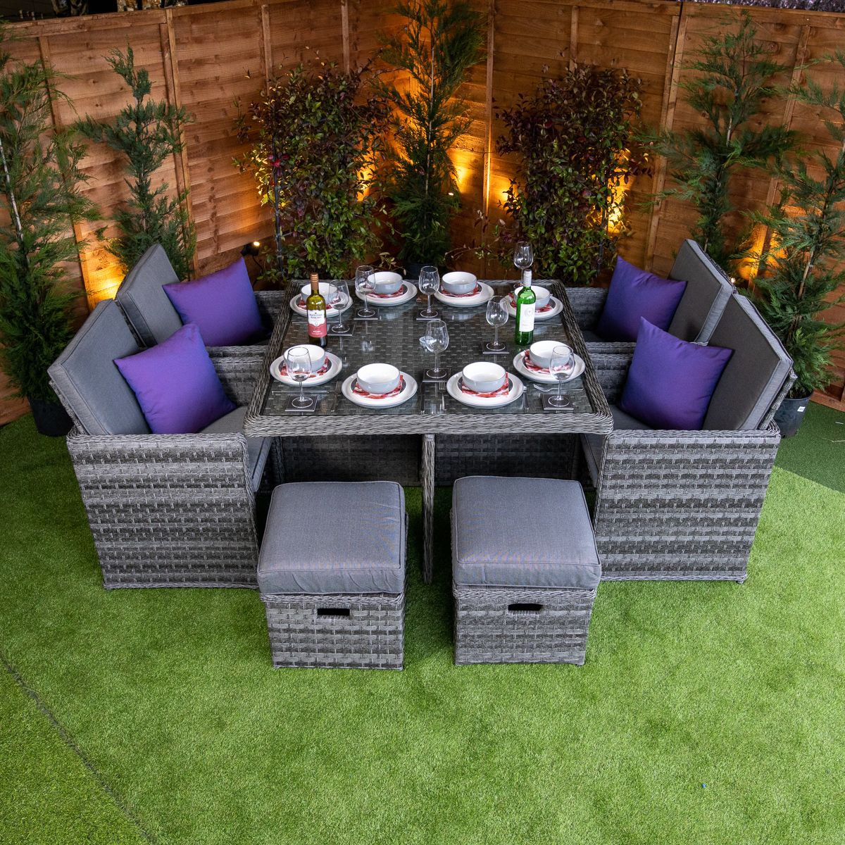 Serena 4 Seat Cube With 4 Storage Footstools