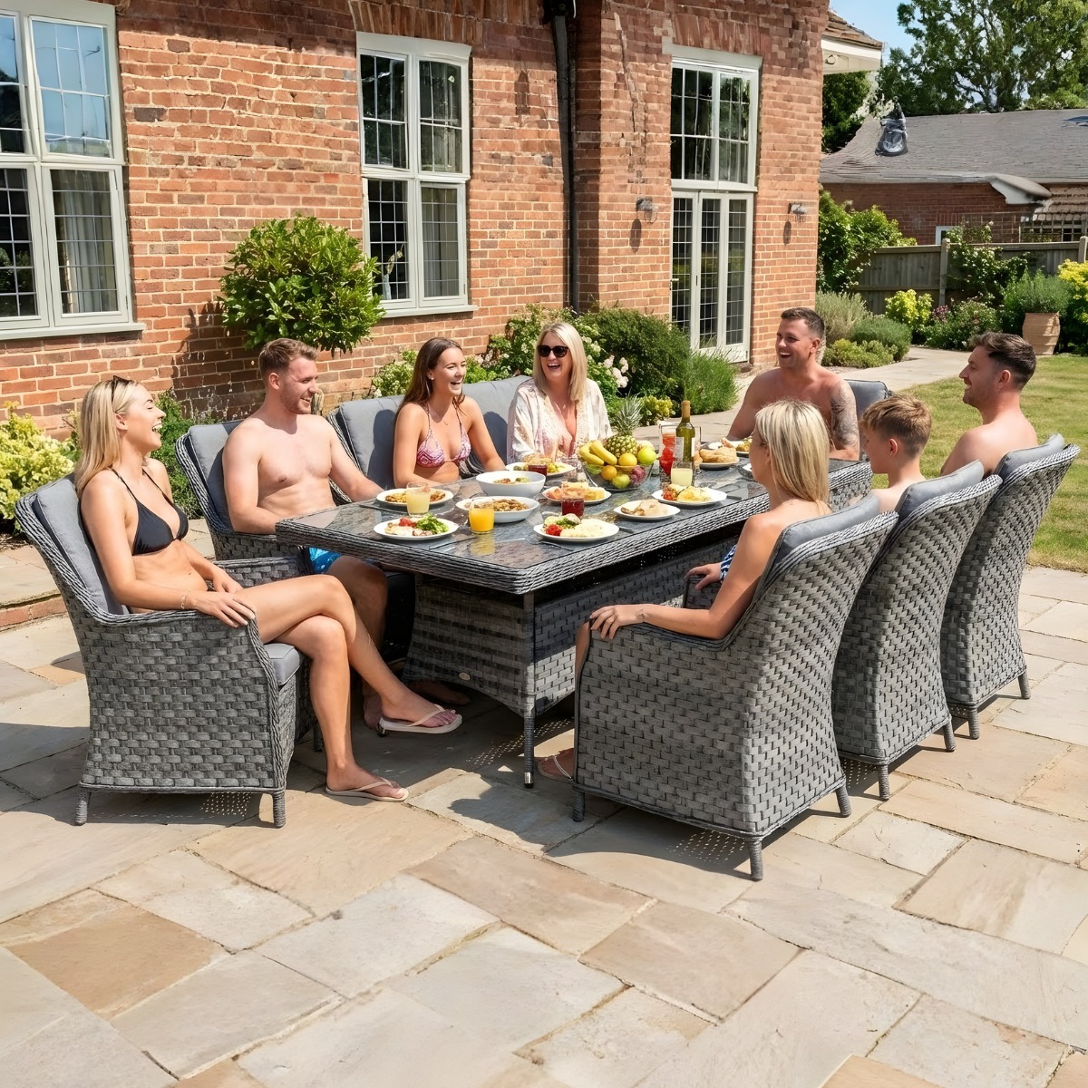 Rattan Serena Paris Rectangular 8 Seat Dining Set