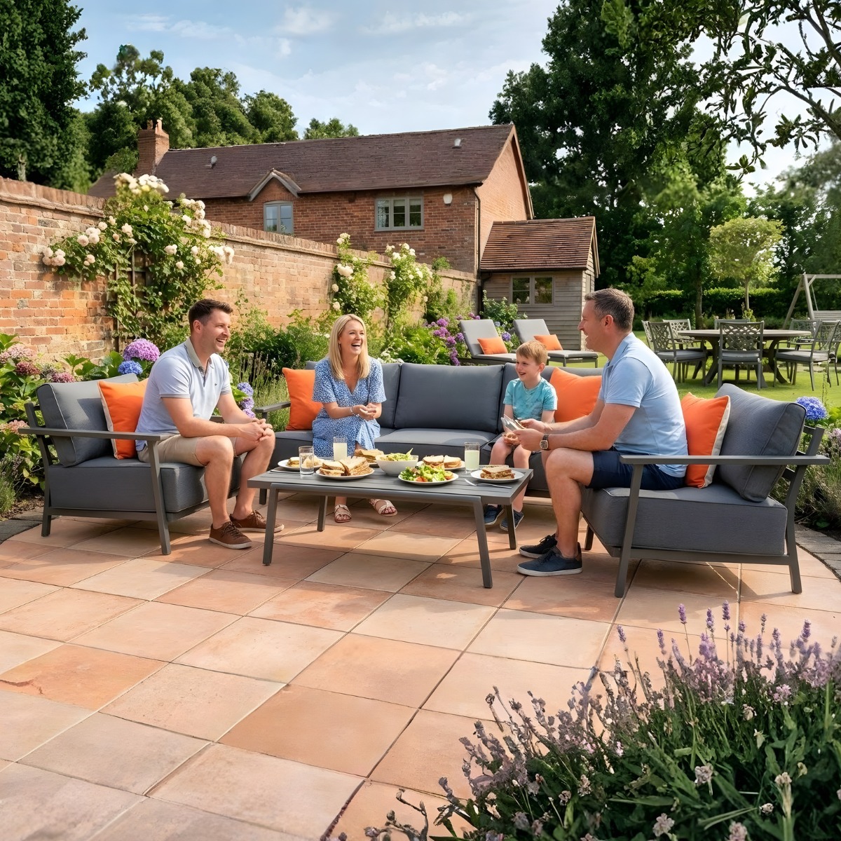 Aluminium Neptune 5 Seat 4-Piece Sofa & Table Set with Pollywood top