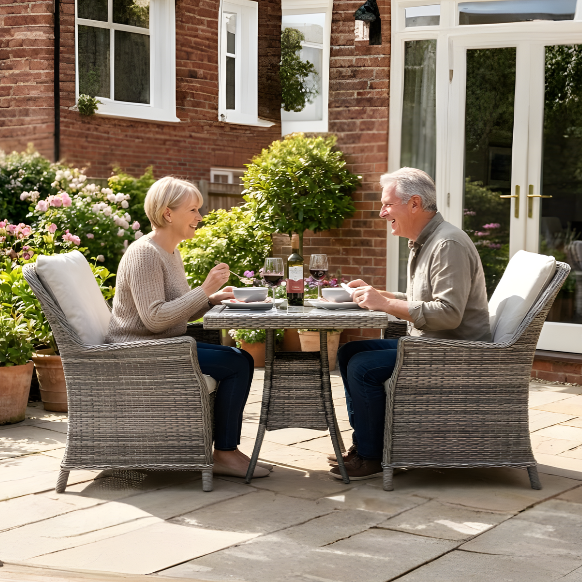 Rattan Champagne Paris Square Bistro Set