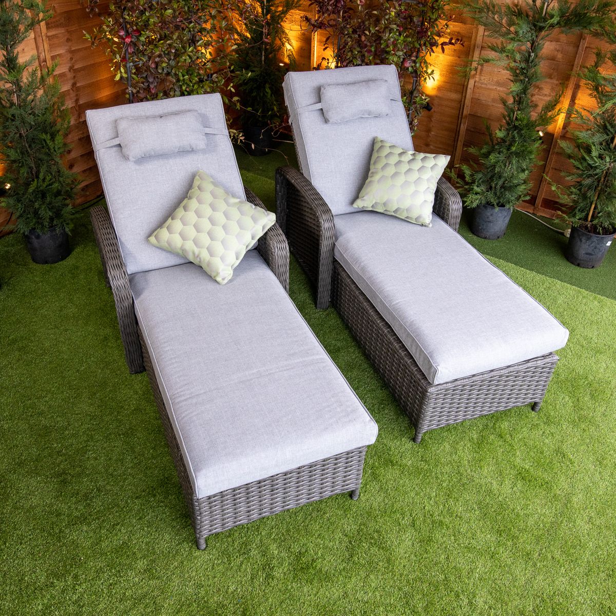 Platinum Venice Wheeled loungers With Arms set of 2