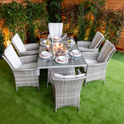 Enjoy Outdoor Party With Fire Pit Dining Set